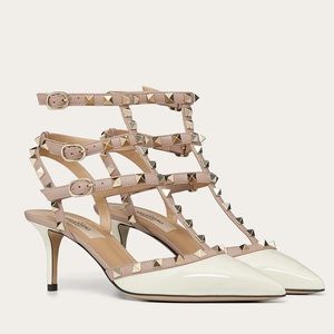 Valentino Rockstud ankle strap pump patent leather